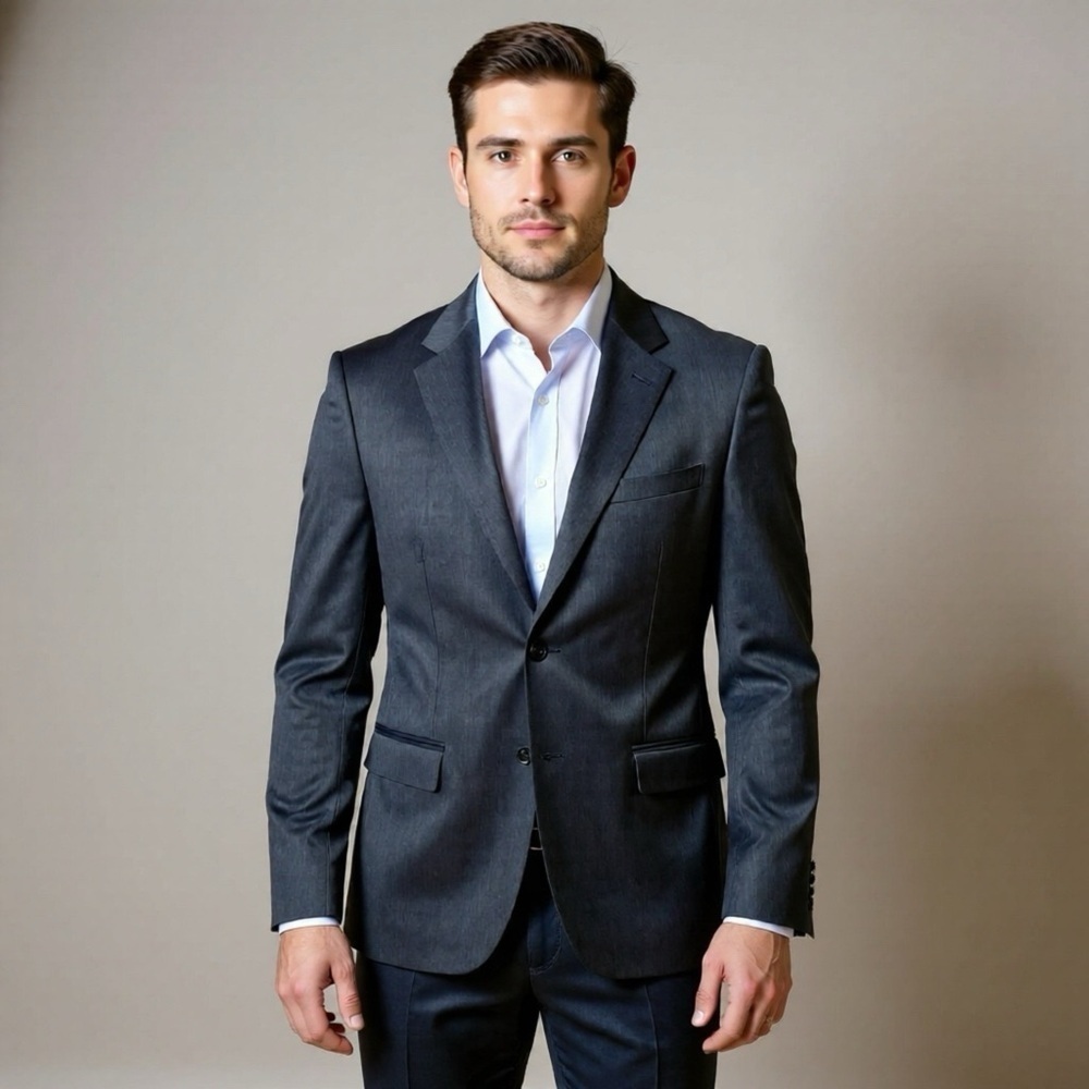 Banana Republic Blazer Jacket Mens 44R Grey 2 Button Sport Coat 100% Wool